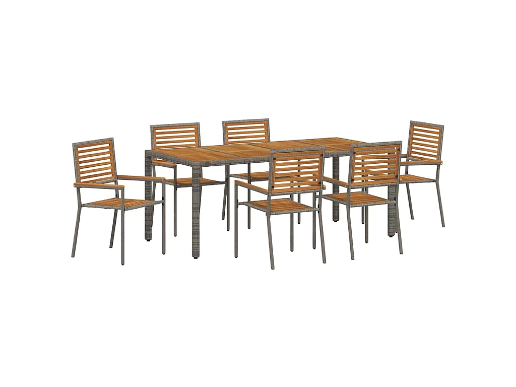 Set da pranzo da giardino 7 pezzi grigio