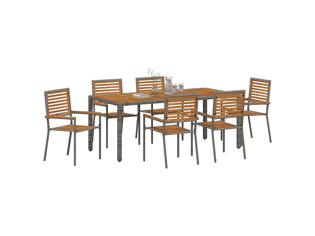 Set da pranzo da giardino 7 pezzi grigio