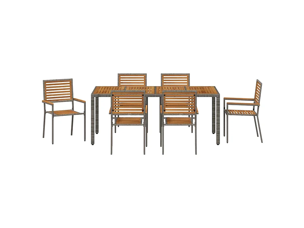 Set da pranzo da giardino 7 pezzi grigio