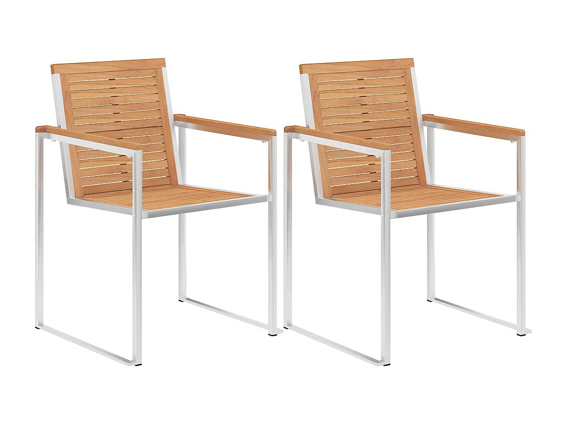 Tuinstoelen met kussens set van 2 massief teak en staal