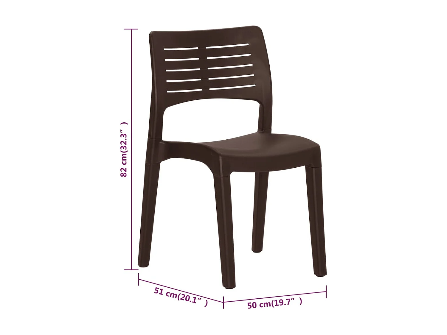 Chaises de jardin lot de 2 Moka Polypropylène