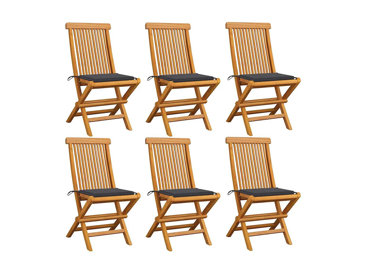 Sedie da giardino e cuscini antracite set da 6 in legno di teak