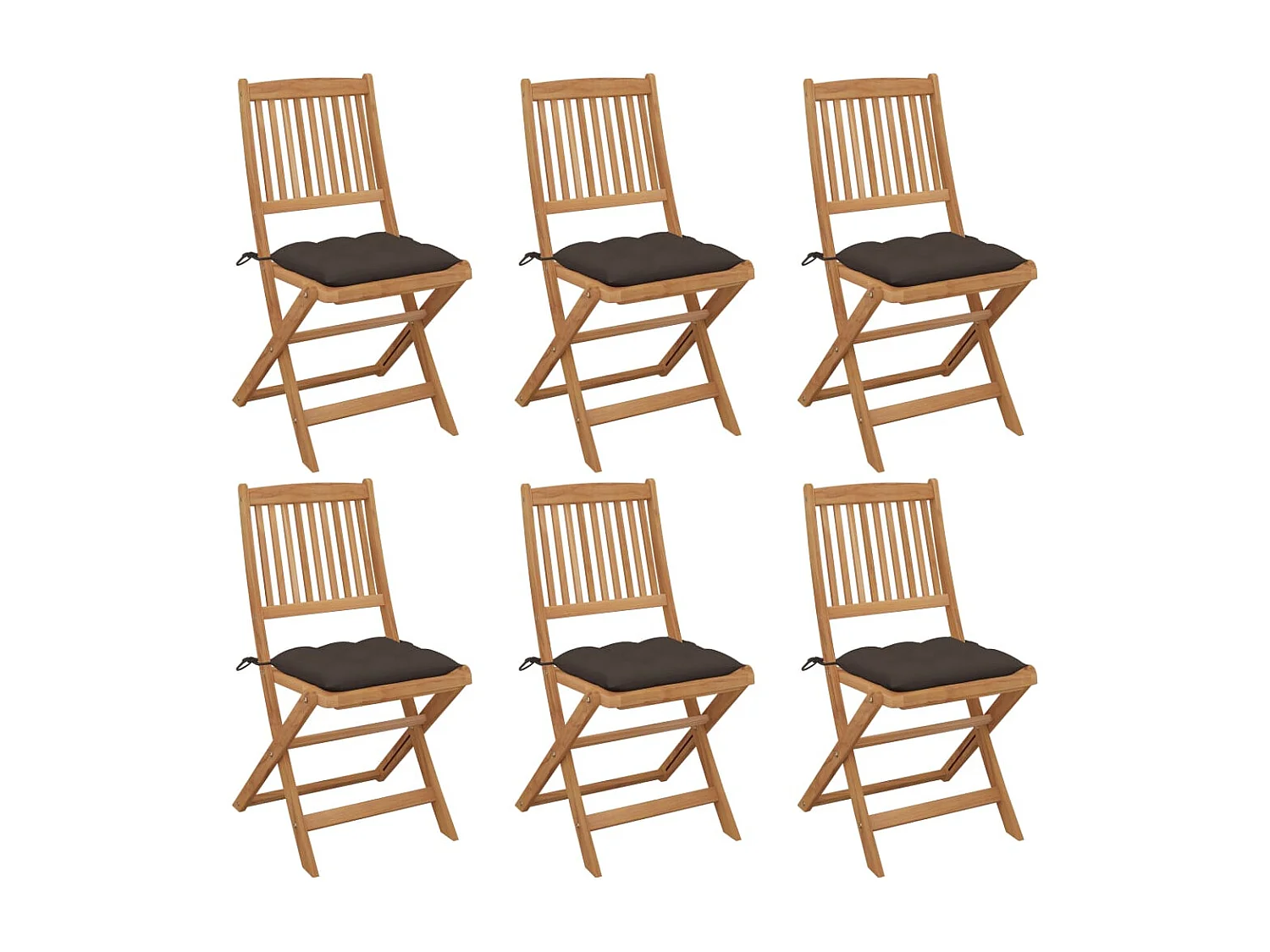 Chaises pliables de jardin lot de 6 avec coussins Bois d'acacia