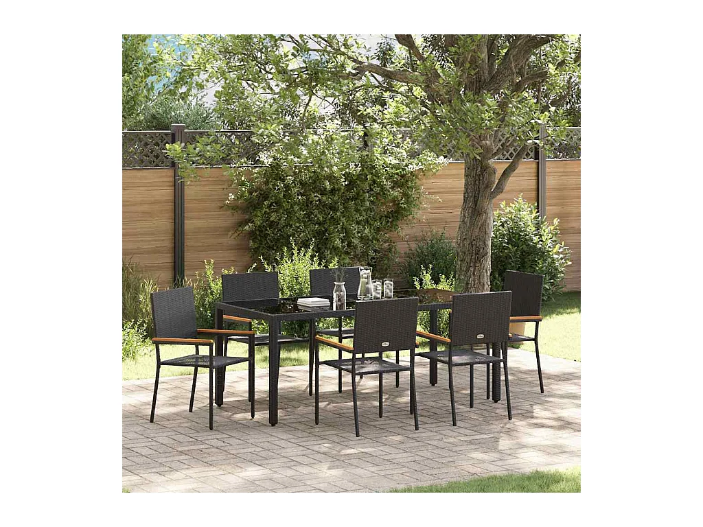 Ensemble de salle à manger pour jardin 7 pcs Noir
