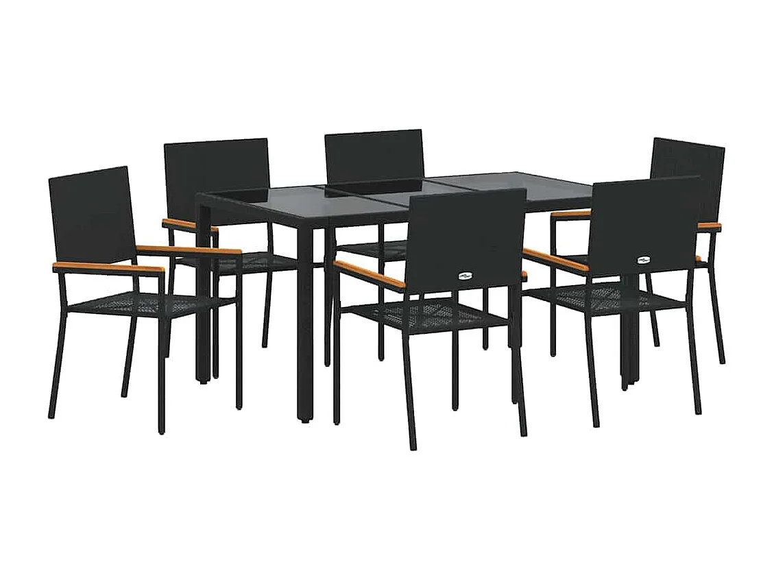 Set da pranzo da giardino 7 pezzi nero