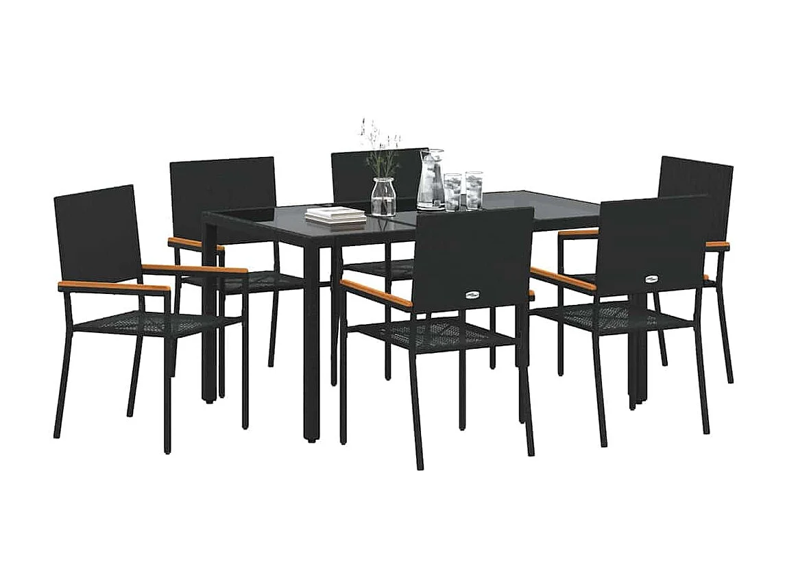 Set da pranzo da giardino 7 pezzi nero