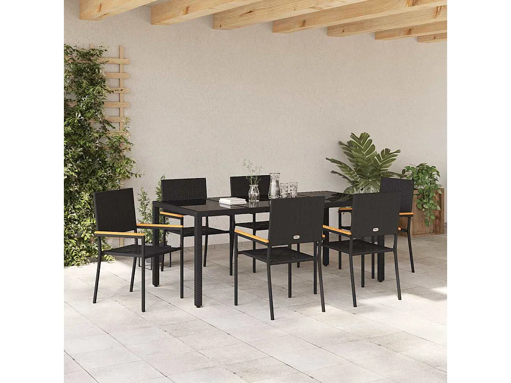 Set da pranzo da giardino 7 pezzi nero