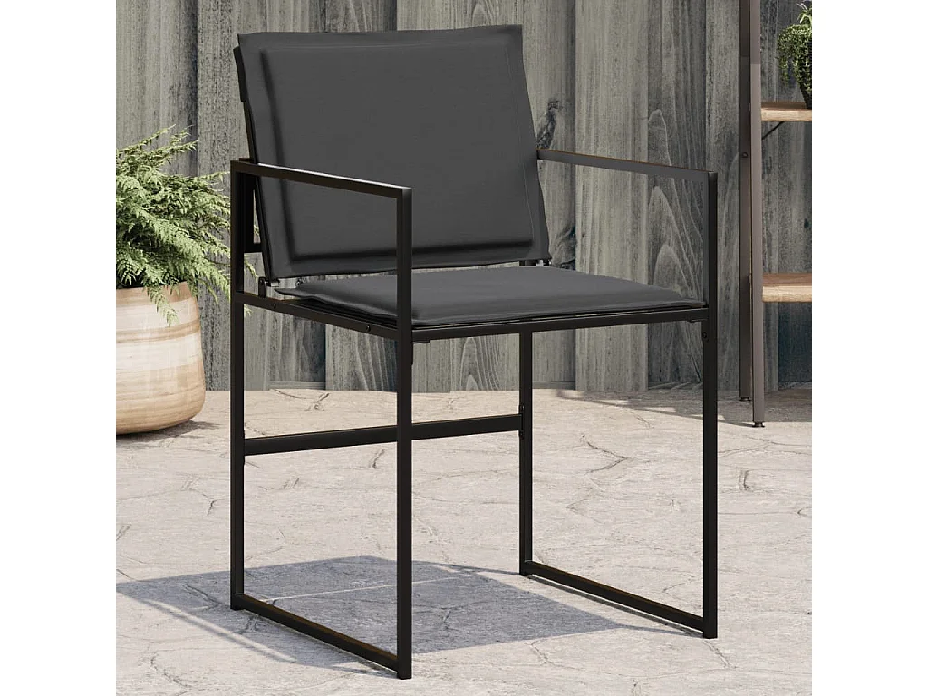 Chaises de jardin et coussins lot de 4 noir acier et textilène