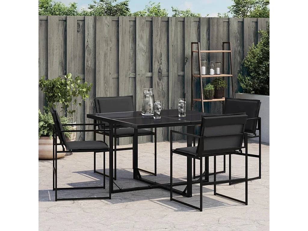 Chaises de jardin et coussins lot de 4 noir acier et textilène