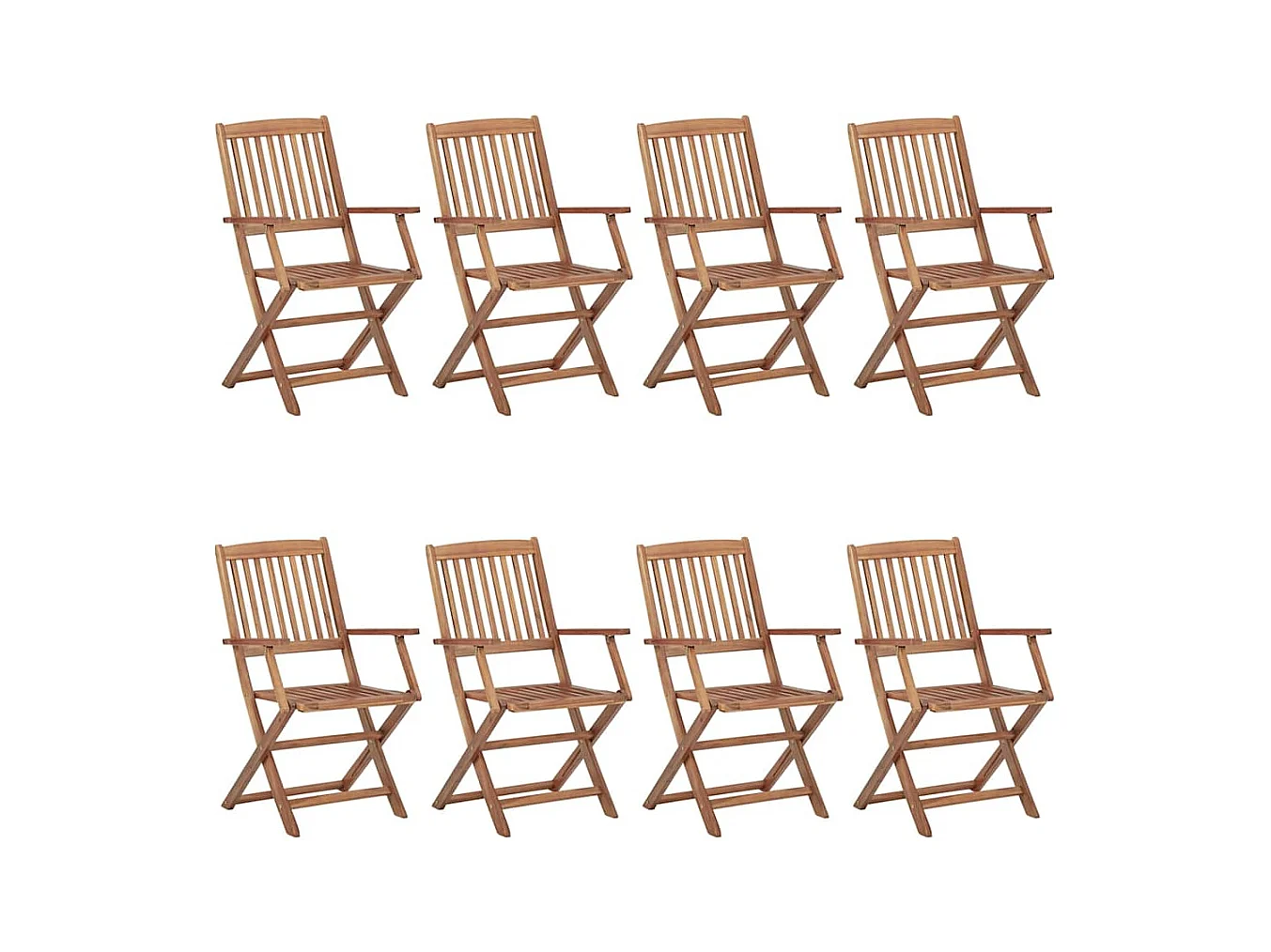 Set van 8 opvouwbare tuinstoelen met kussens Acaciahout