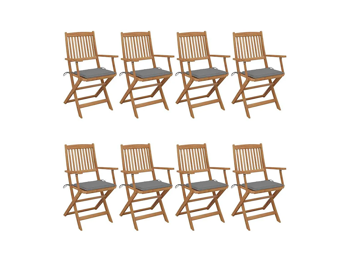 Set van 8 opvouwbare tuinstoelen met kussens Acaciahout