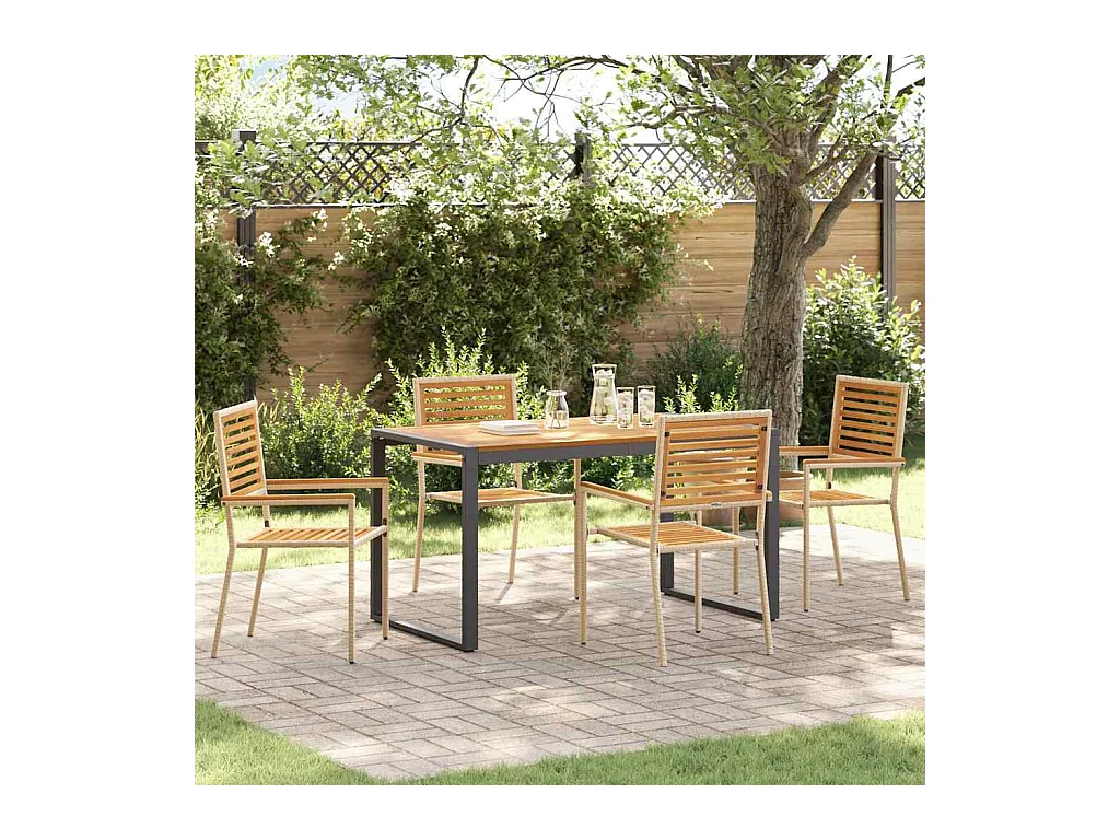 Ensemble de salle à manger pour jardin 5 pcs Beige