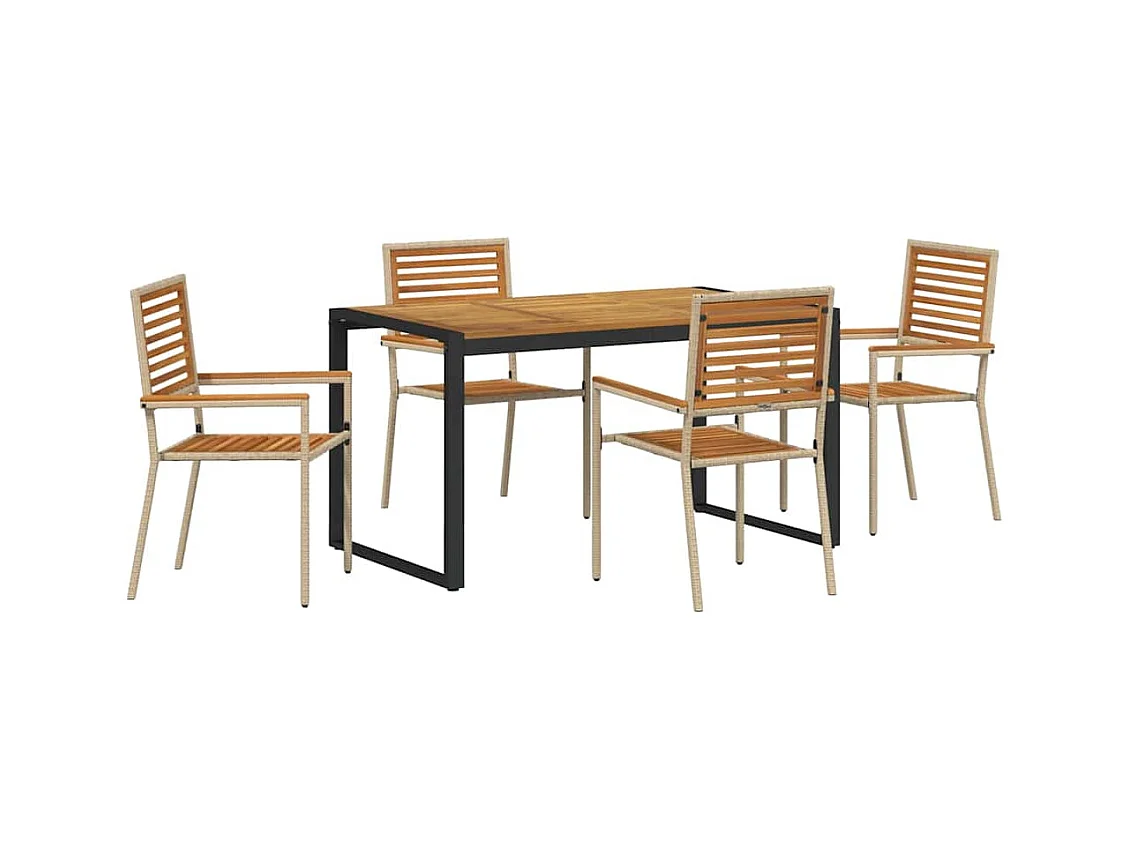 Ensemble de salle à manger pour jardin 5 pcs Beige