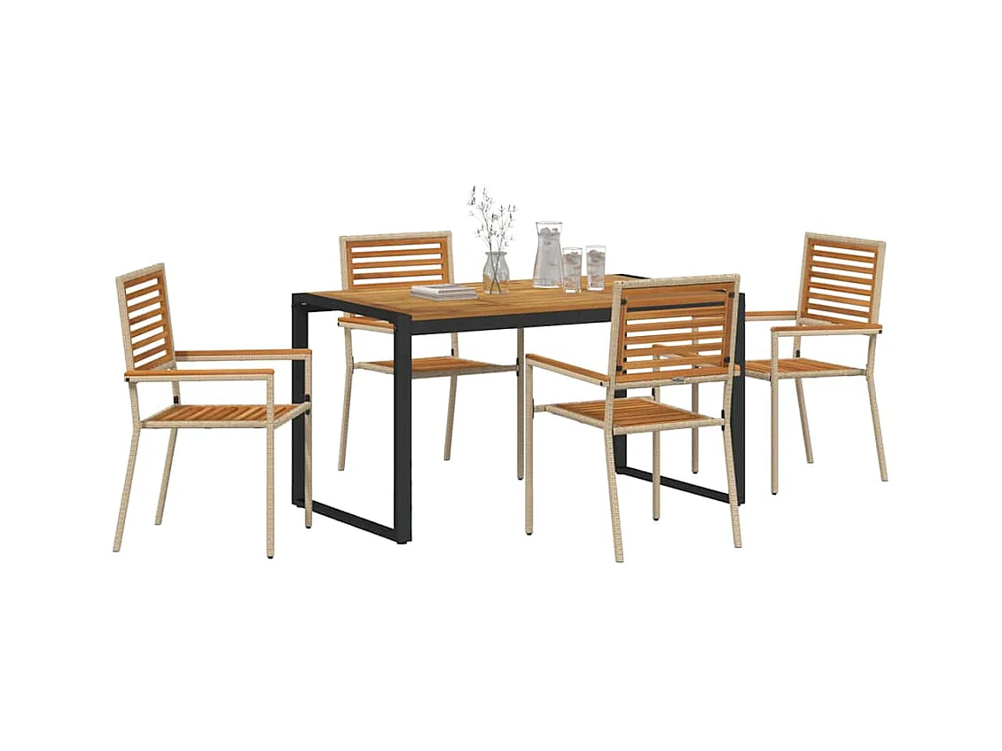 Ensemble de salle à manger pour jardin 5 pcs Beige