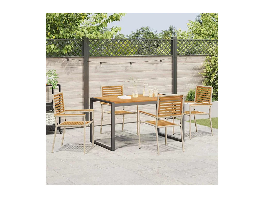 Ensemble de salle à manger pour jardin 5 pcs Beige