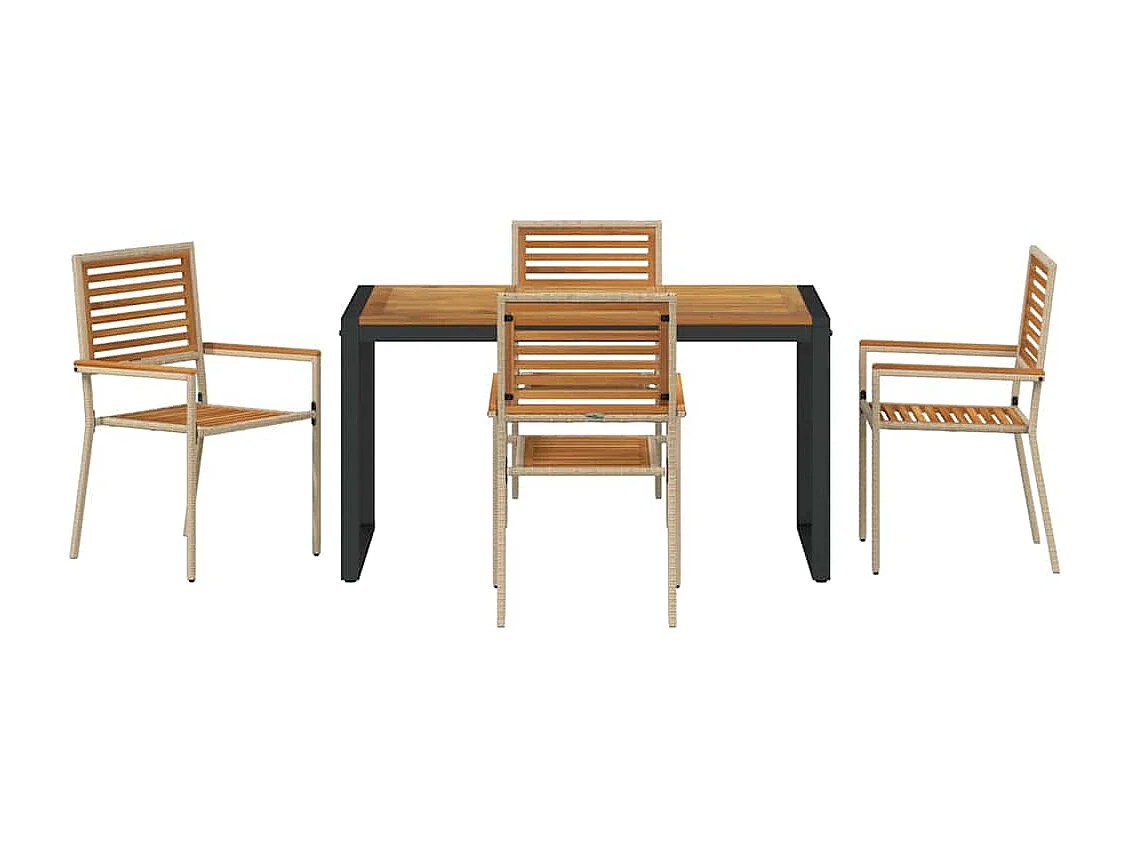 Ensemble de salle à manger pour jardin 5 pcs Beige