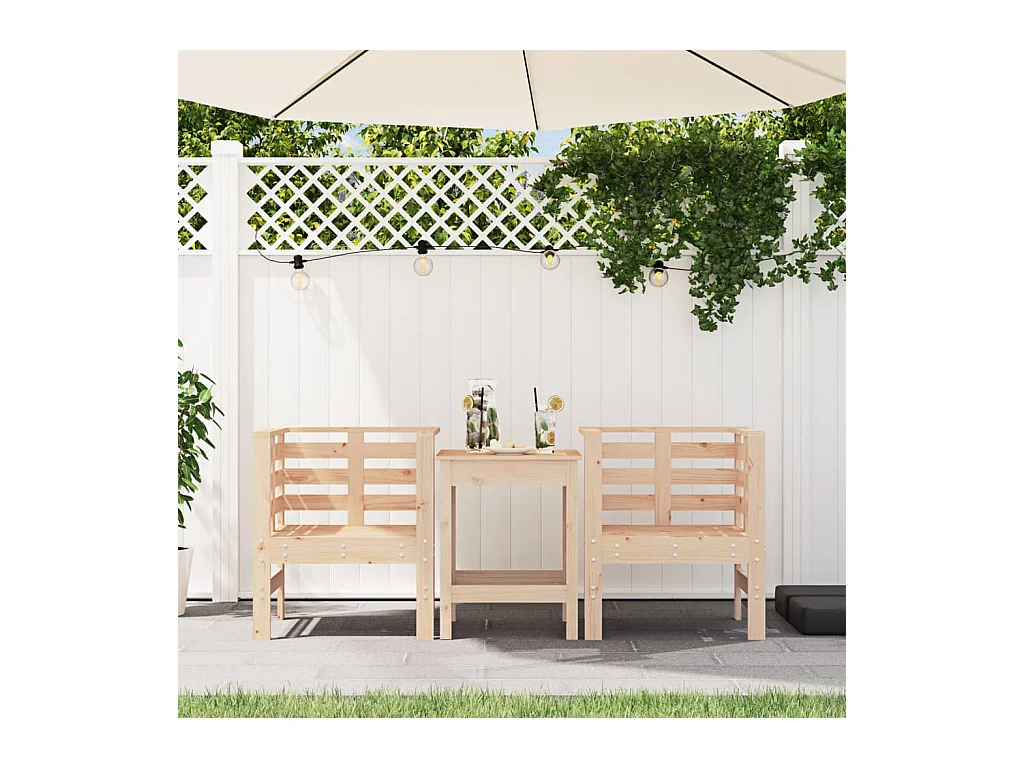 Set di 2 sedie da giardino 61,5x53x71 cm in legno di pino massello