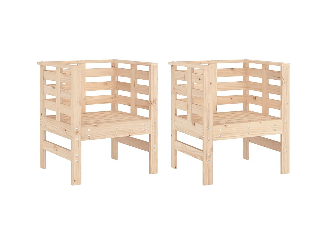 Set di 2 sedie da giardino 61,5x53x71 cm in legno di pino massello