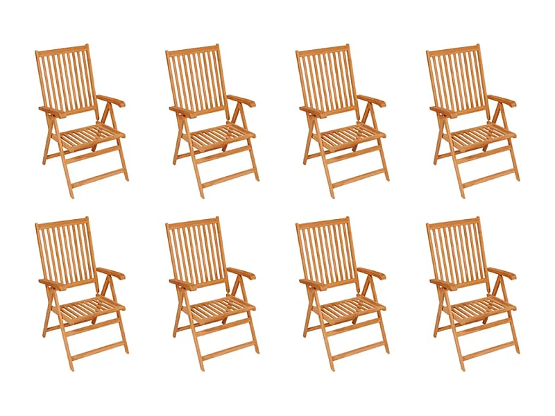 Chaises inclinables de jardin lot de 8 Bois de teck solide