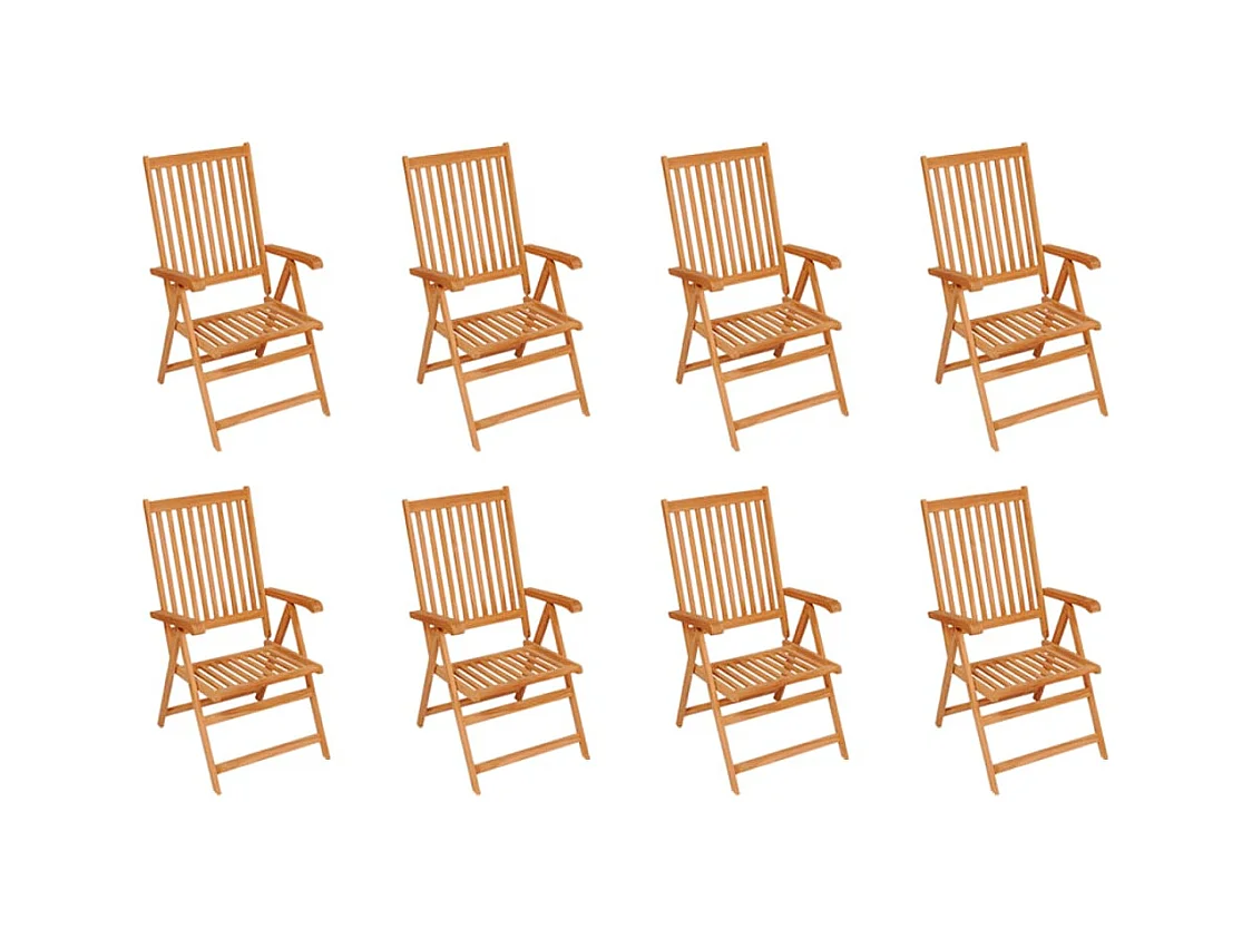 Chaises inclinables de jardin lot de 8 Bois de teck solide