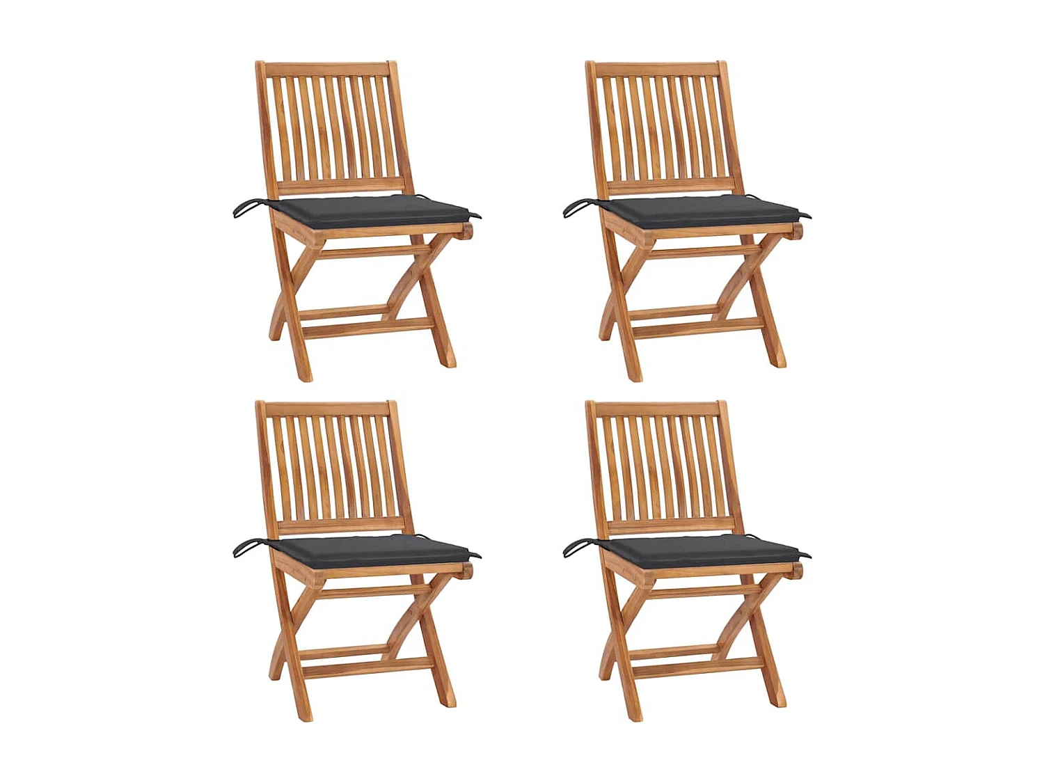Chaises pliables de jardin avec coussins lot de 4 Teck solide