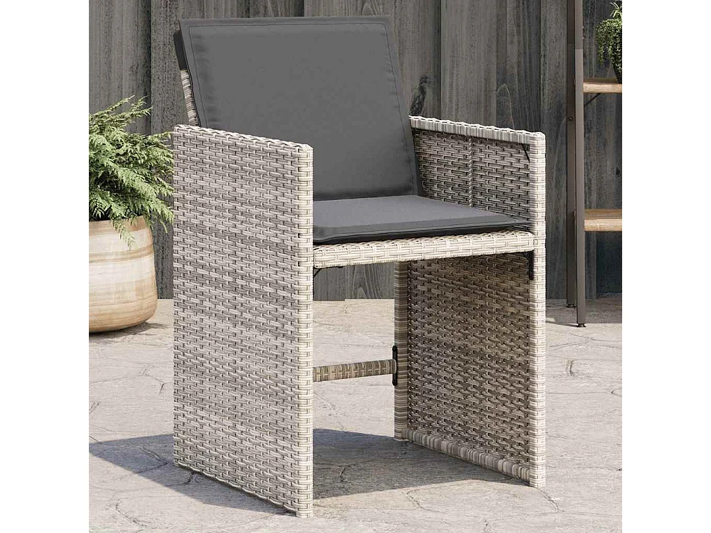 Chaises de jardin avec coussins lot de 4 gris clair poly rotin