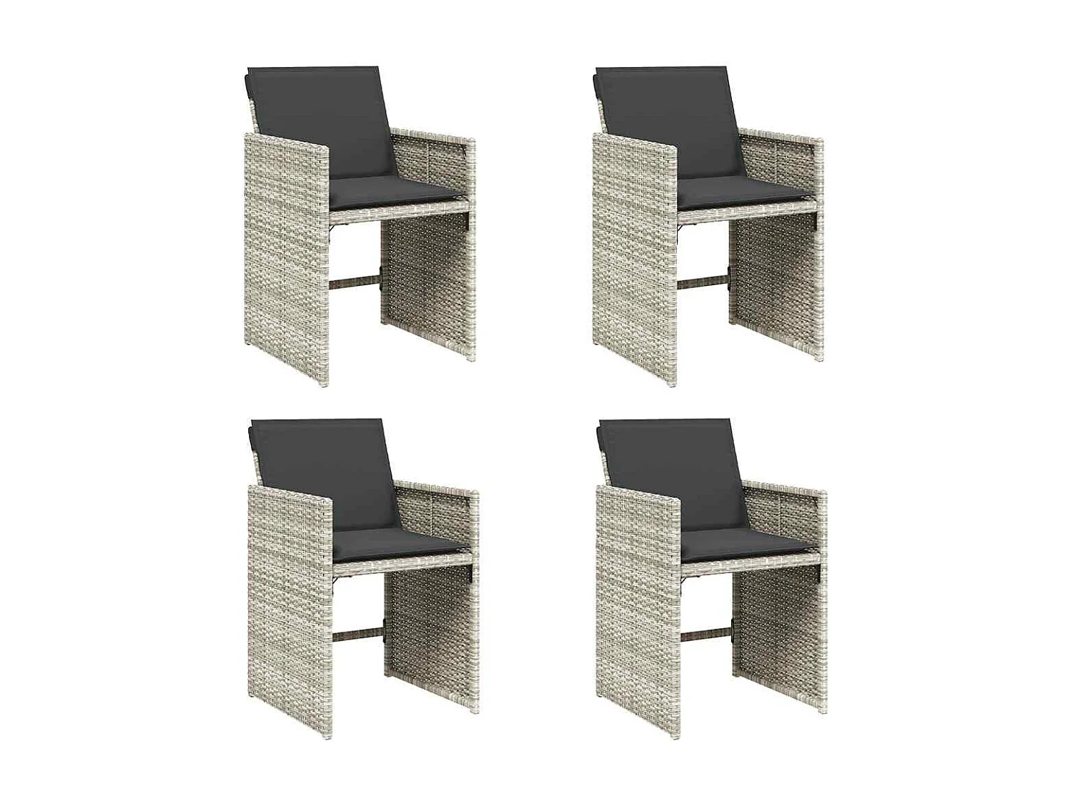 Chaises de jardin avec coussins lot de 4 gris clair poly rotin