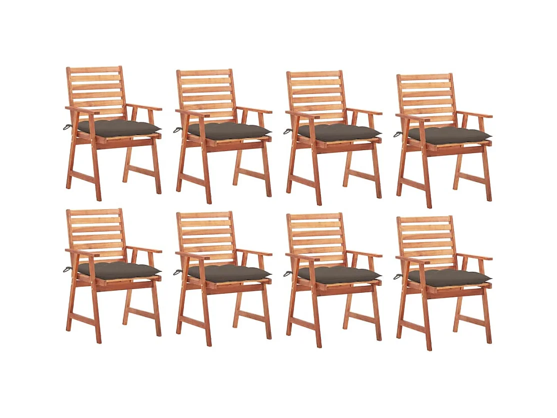Chaises à manger d'extérieur lot de 8 et coussins Acacia massif