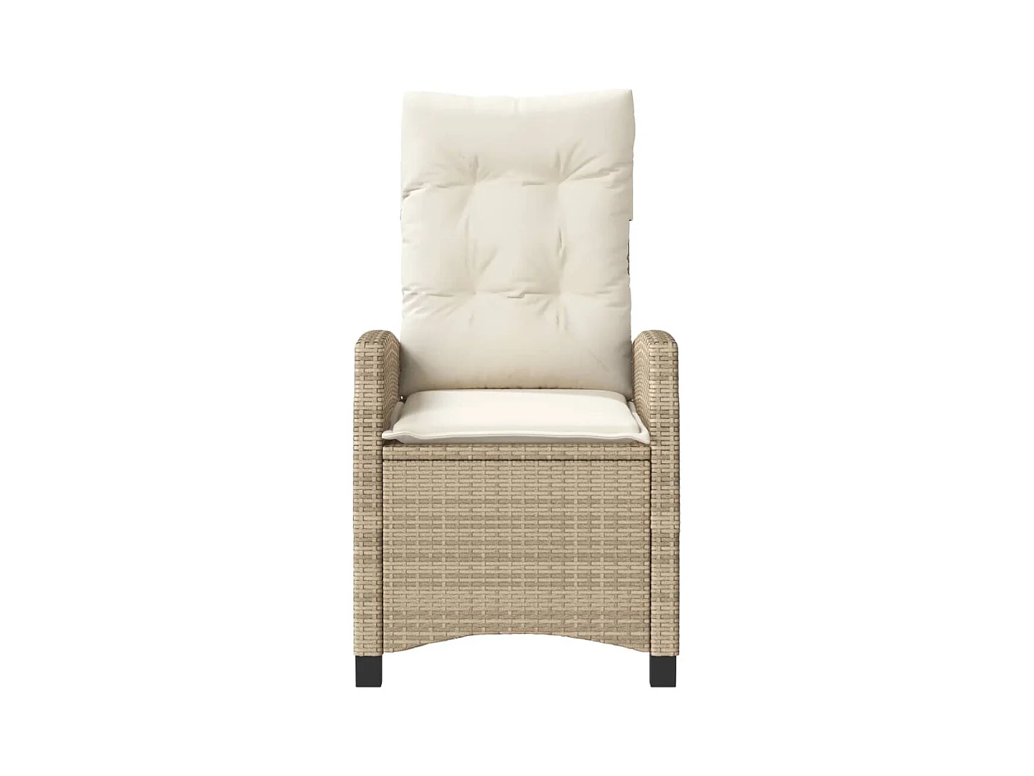 Chaise inclinable de jardin avec coussins beige résine tressée