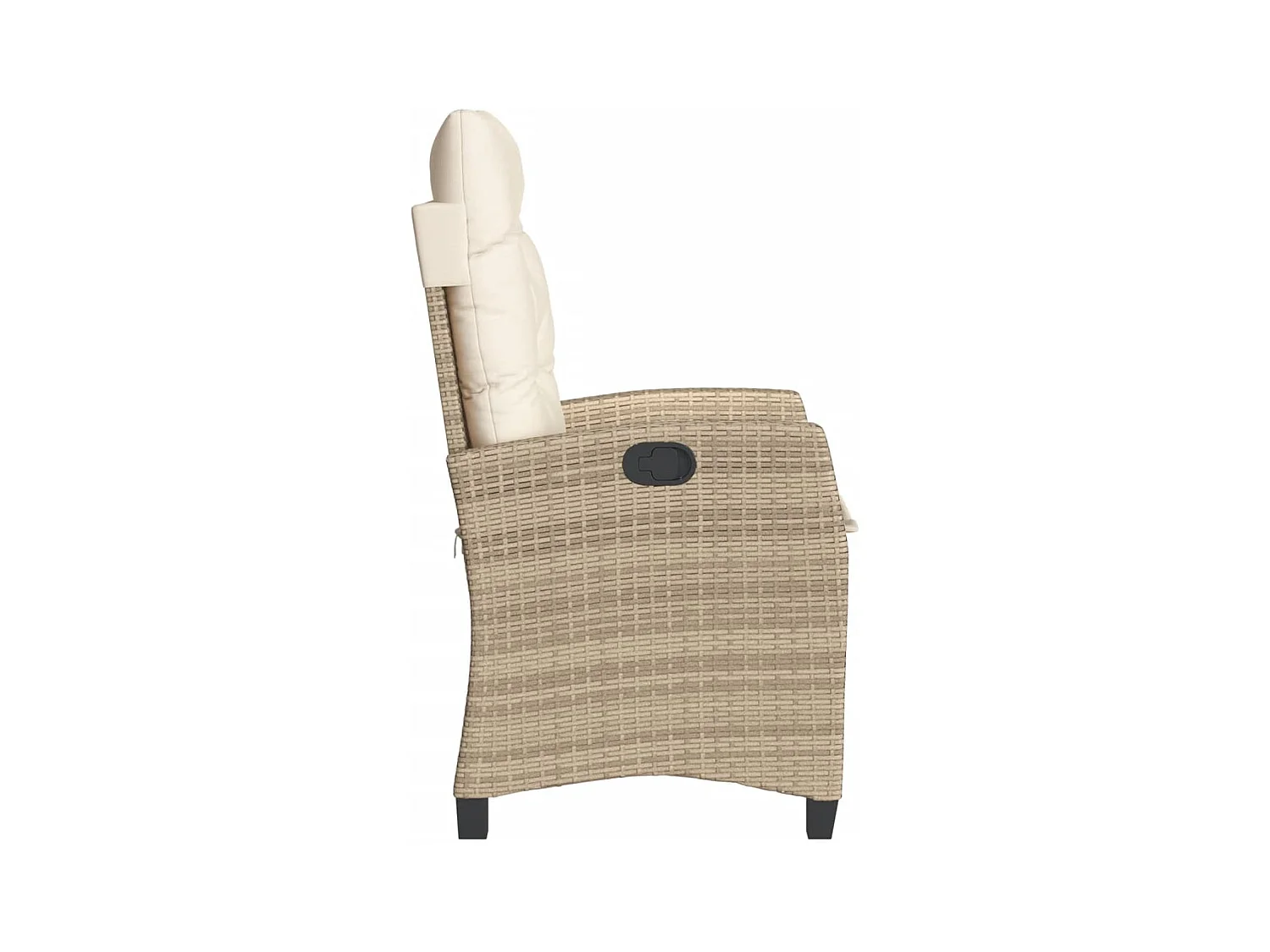 Chaise inclinable de jardin avec coussins beige résine tressée