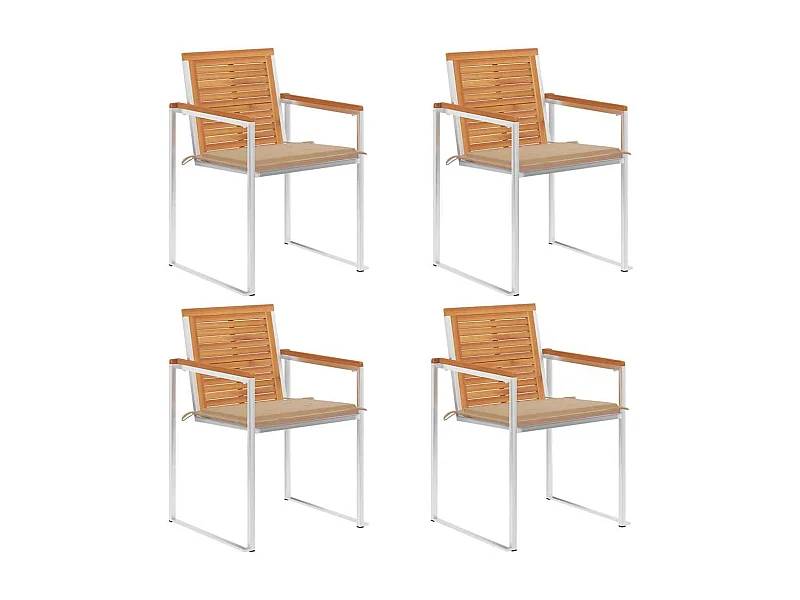 Tuinstoelen set van 4 met kussens Massief acaciahout