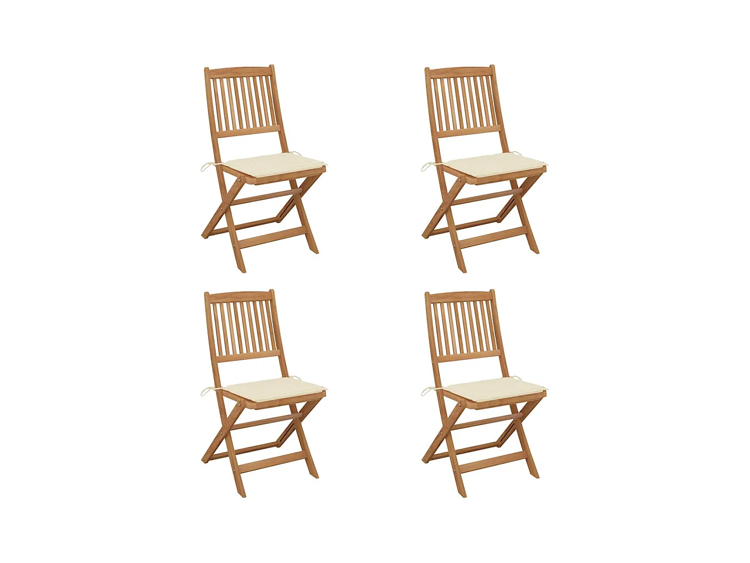 Chaises pliables de jardin lot de 4 avec coussins Bois d'acacia