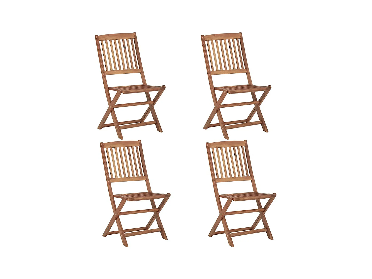 Chaises pliables de jardin lot de 4 avec coussins Bois d'acacia