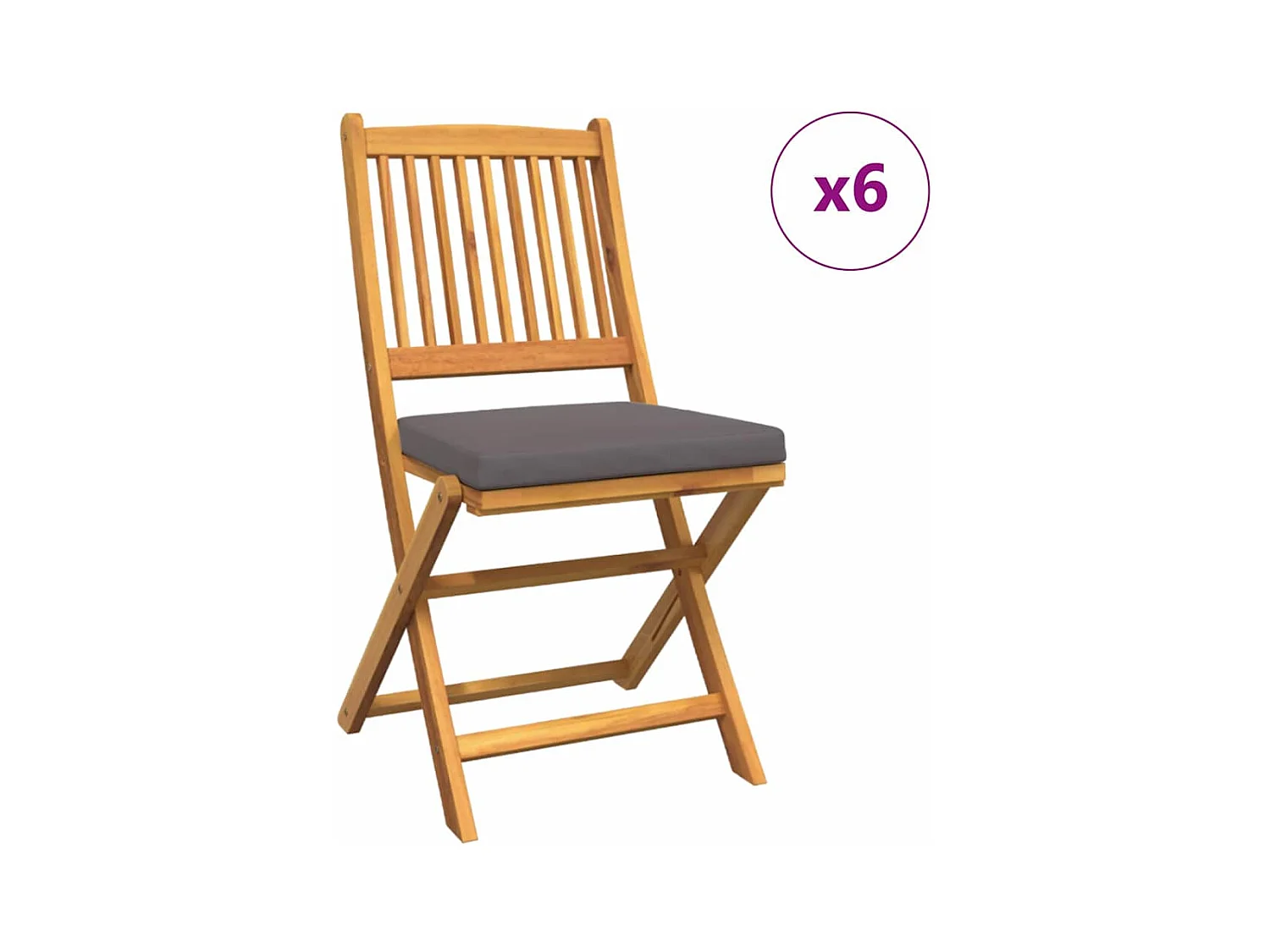 Vouwstoel 6 stuks Grijs 49 x 57,5 x 92 cm Massief acaciahout