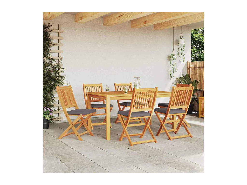 Vouwstoel 6 stuks Grijs 49 x 57,5 x 92 cm Massief acaciahout