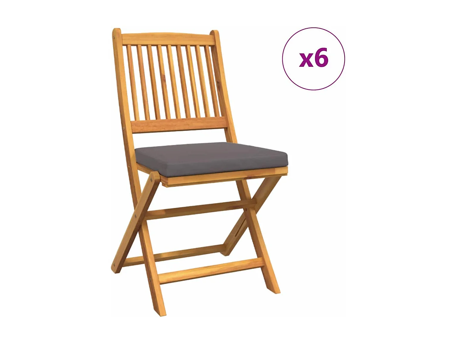 Vouwstoel 6 stuks Grijs 49 x 57,5 x 92 cm Massief acaciahout