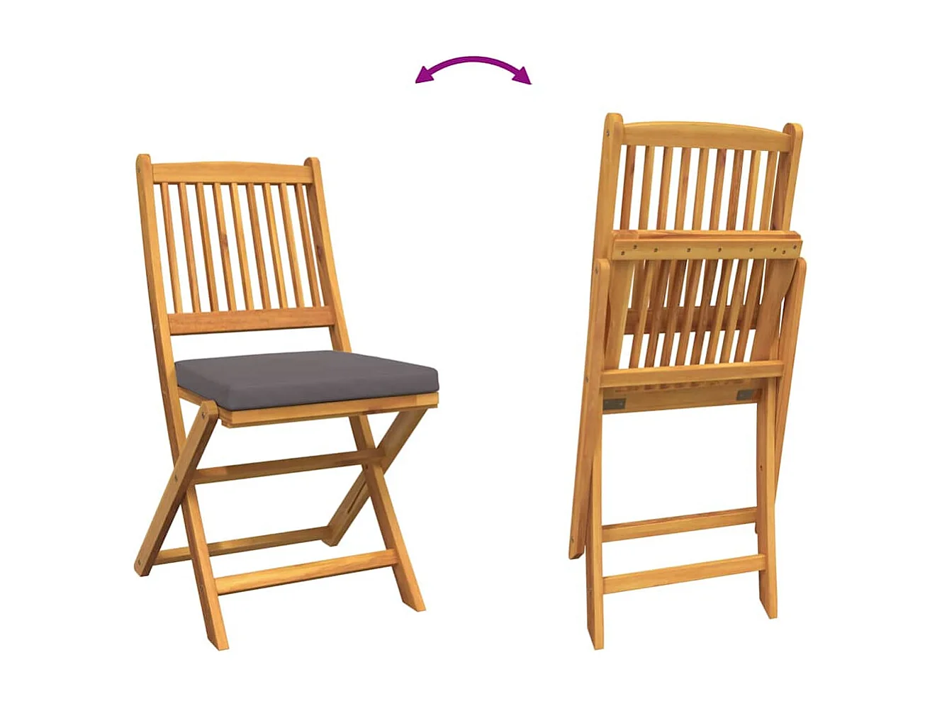 Vouwstoel 6 stuks Grijs 49 x 57,5 x 92 cm Massief acaciahout