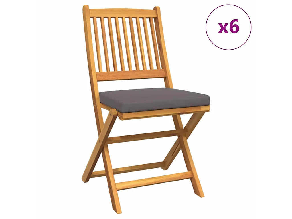 Vouwstoel 6 stuks Grijs 49 x 57,5 x 92 cm Massief acaciahout