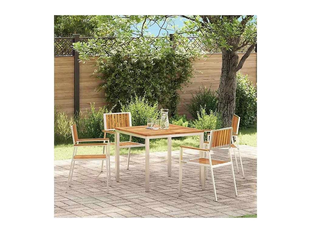 Chaise de jardin 4 pcs Marron Bois d'acacia massif