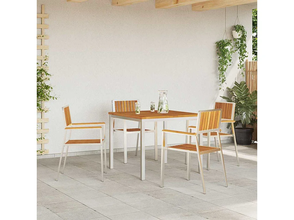 Chaise de jardin 4 pcs Marron Bois d'acacia massif
