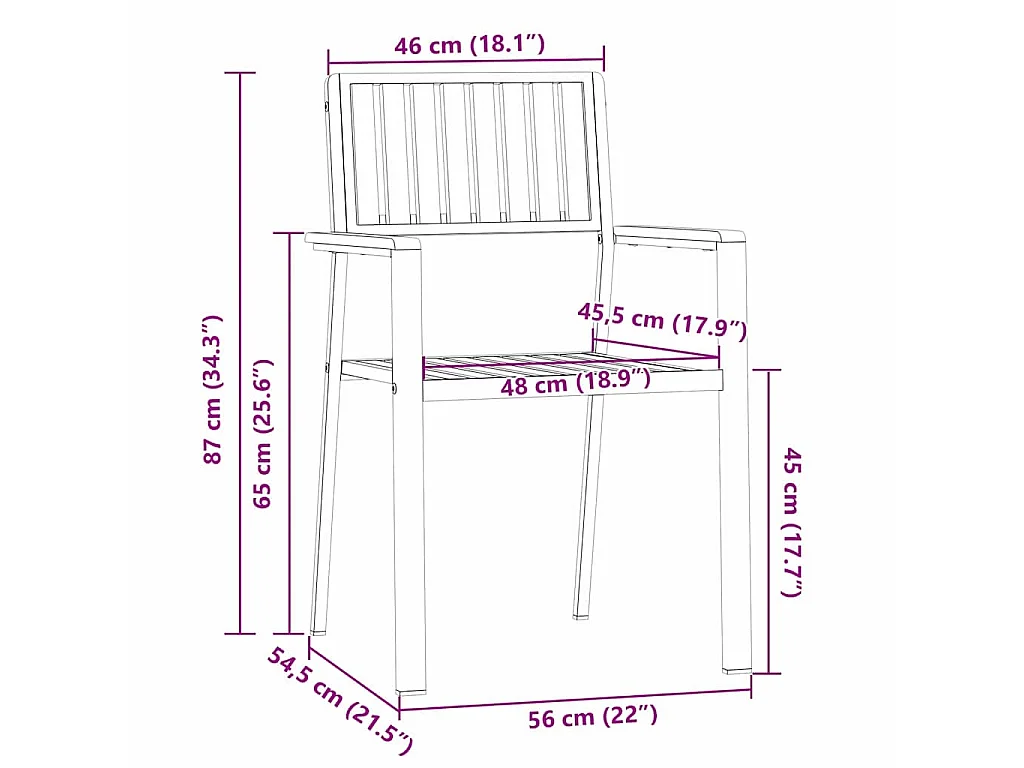 Chaise de jardin 4 pcs Marron Bois d'acacia massif