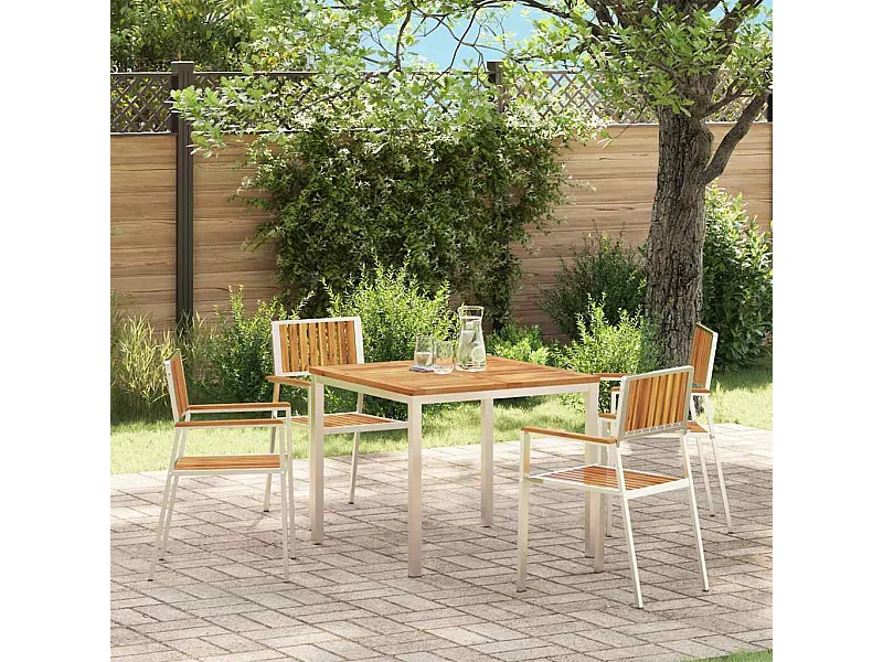 Chaise de jardin 4 pcs Marron Bois d'acacia massif