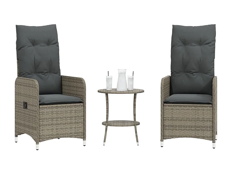 Set van 2 verstelbare tuinstoelen en rieten kunsthars tafel