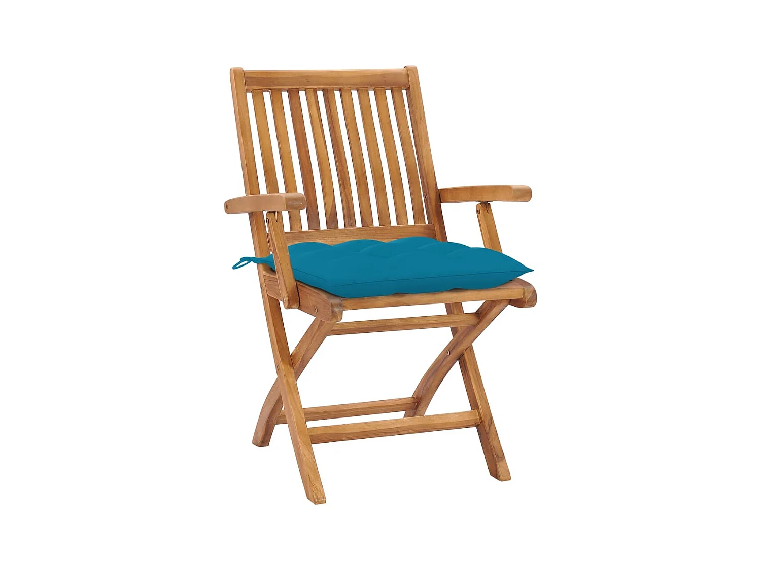 Set di 4 sedie da giardino pieghevoli con cuscini in teak massello