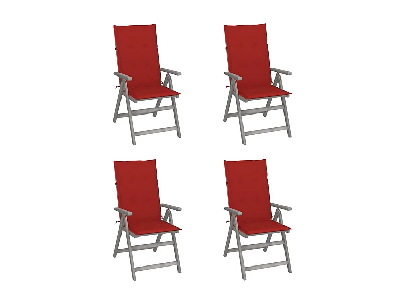 Chaises inclinables de jardin lot de 4 et coussins Bois acacia