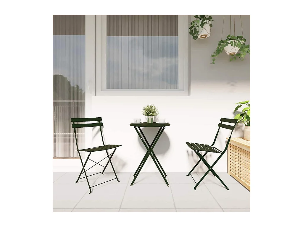 Opvouwbare tuinstoel, opvouwbaar, 2 stuks, groen, 42 x 46 x 82 cm, staal