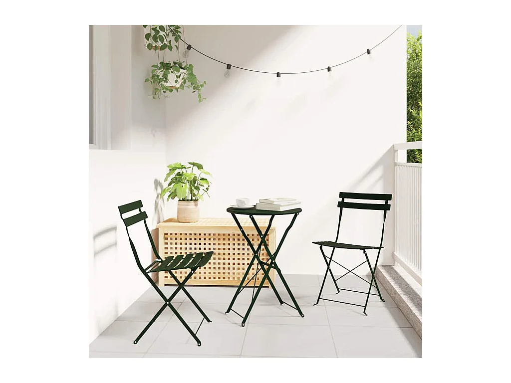 Chaise de jardin pliante Pliant 2 pcs Vert 42 x 46 x 82cm Acier