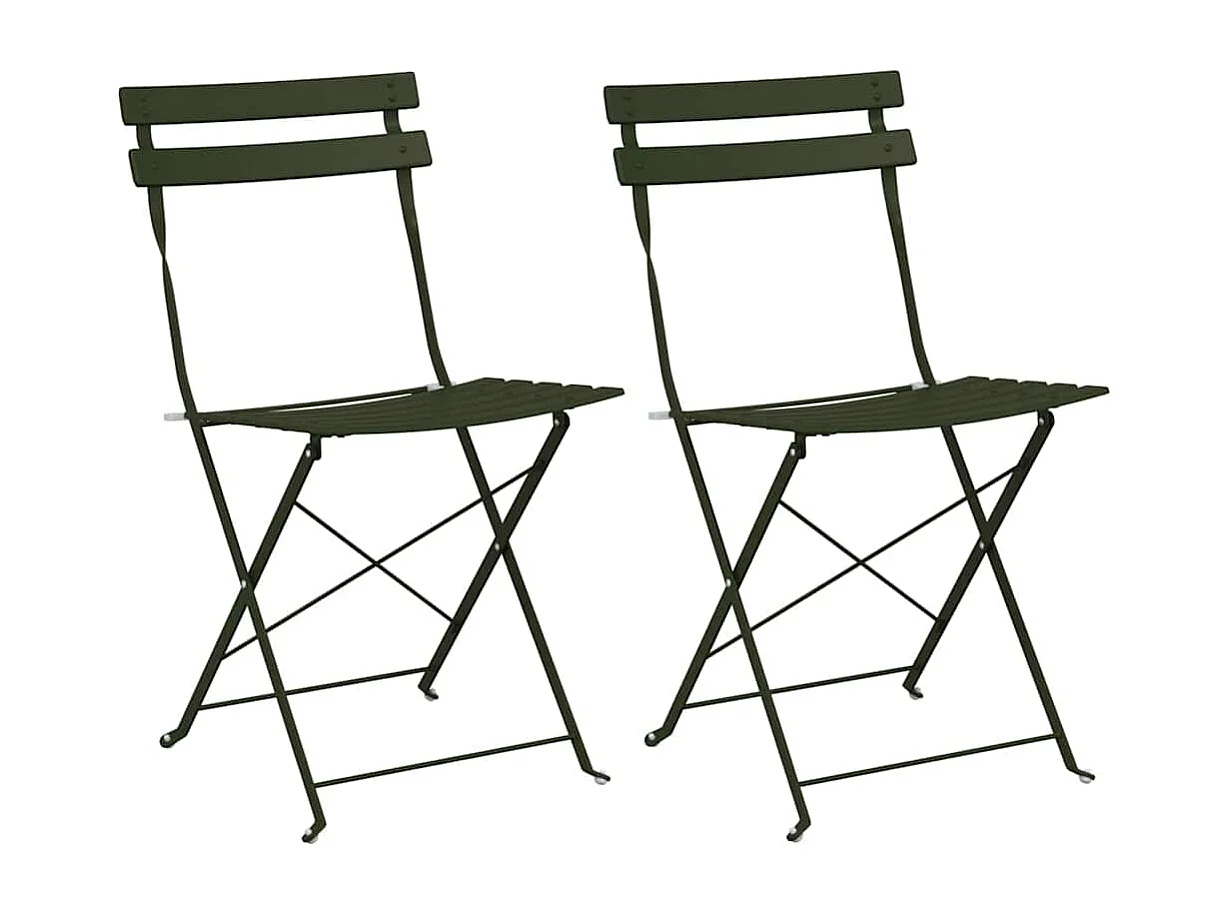 Chaise de jardin pliante Pliant 2 pcs Vert 42 x 46 x 82cm Acier