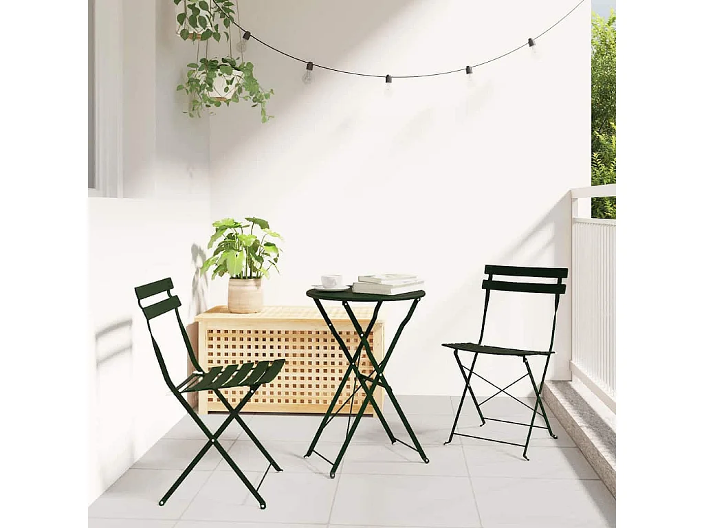 Silla de jardín plegable 2 piezas verde 42 x 46 x 82 cm acero
