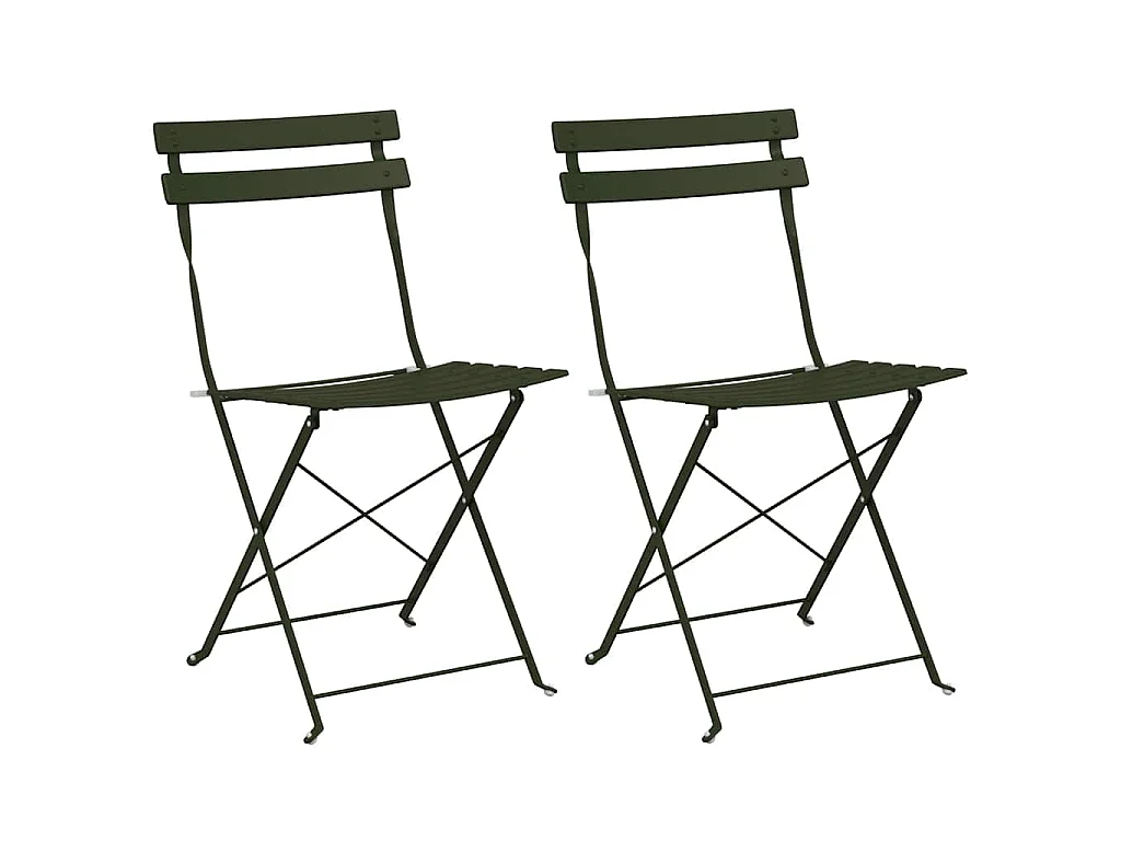 Silla de jardín plegable 2 piezas verde 42 x 46 x 82 cm acero